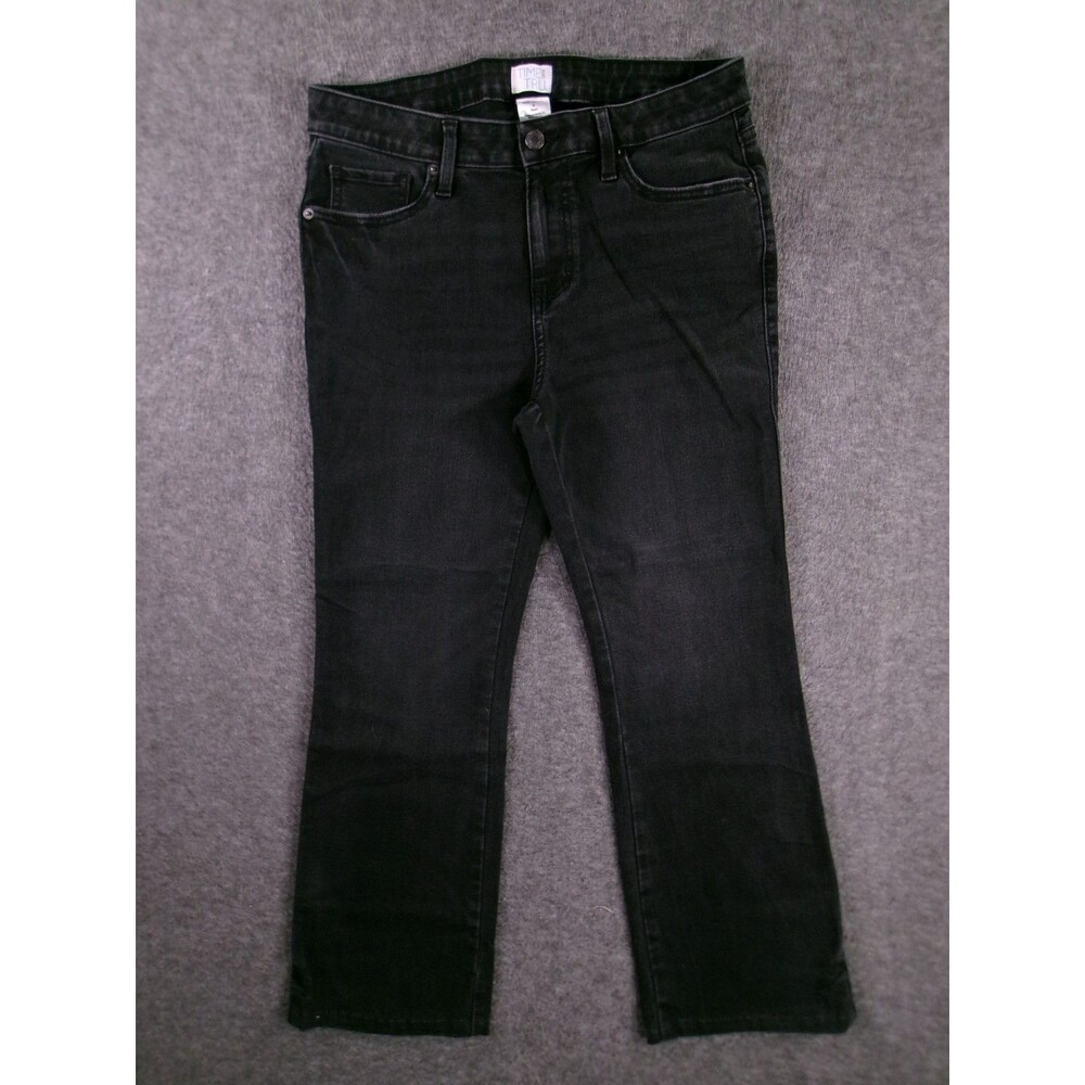 Time Tru Jeans Women 8 Short Black Mid Rise Bootcut Dark Wash Causal